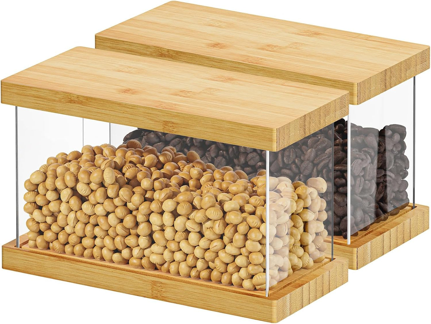 SpaceAid Bamboo Food Storage Container - Airtight Cereal Containers with Lids, Kitchen Cereal Canisters Pantry Organizers and Storage for Rice, Flour, Coffee, Snack, Extra Small 2 Pack