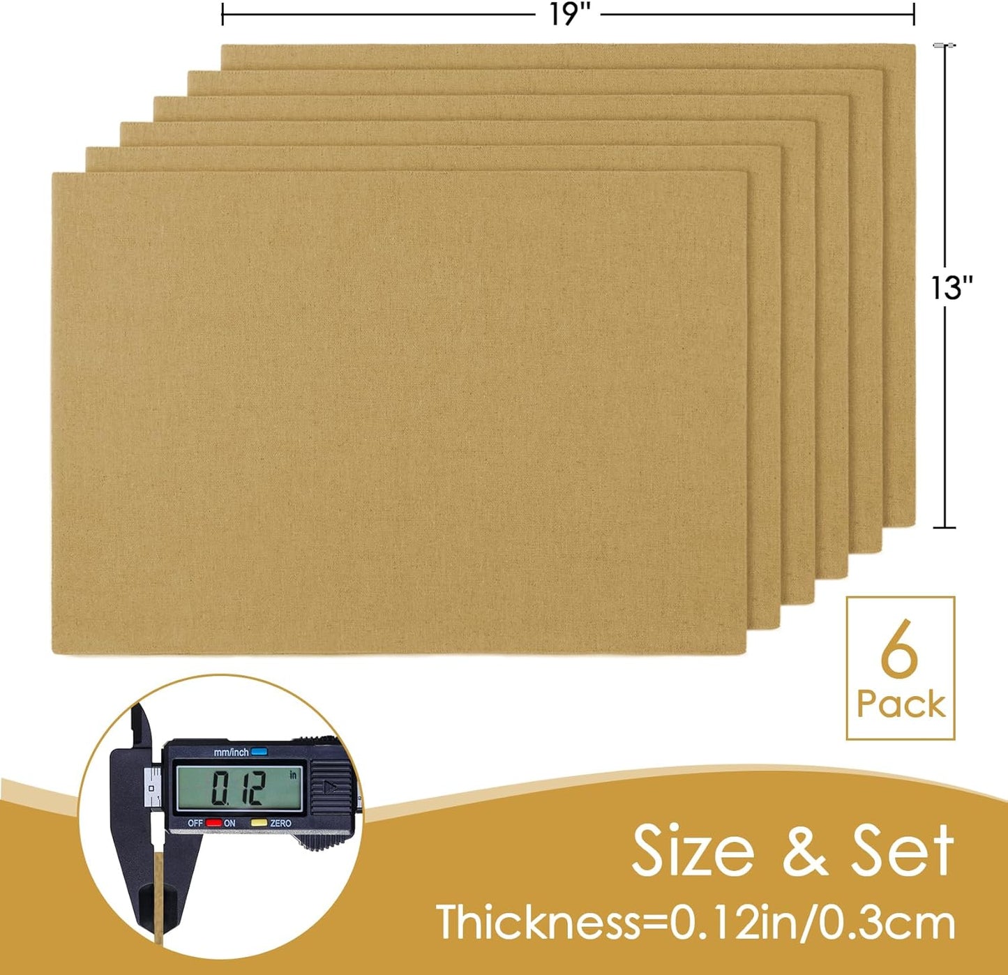 MANSPHIL Fabric Placemats Set of 6 Faux Linen Table Mats Thick Cloth Place Mats Heat Resistant Double Layer Wrinkle Free Dining Kitchen Table Decor - 13x19 Inch Khaki Oeko Tex Placemat