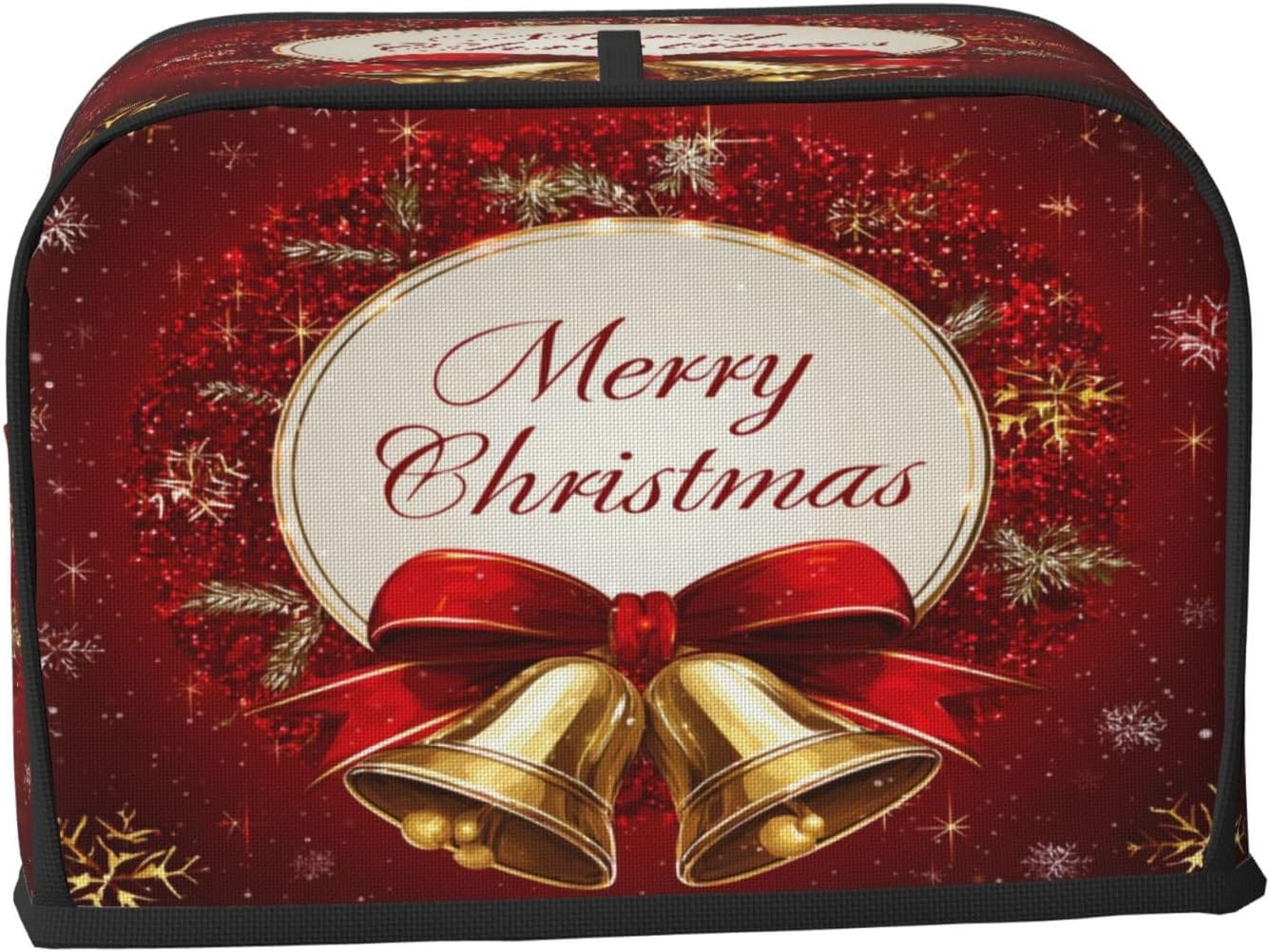 Toaster Cover 2 Slice Christmas Bells Red Xmas Kitchen Small Appliance Covers with Pockets Dust and Fingerprint Protection