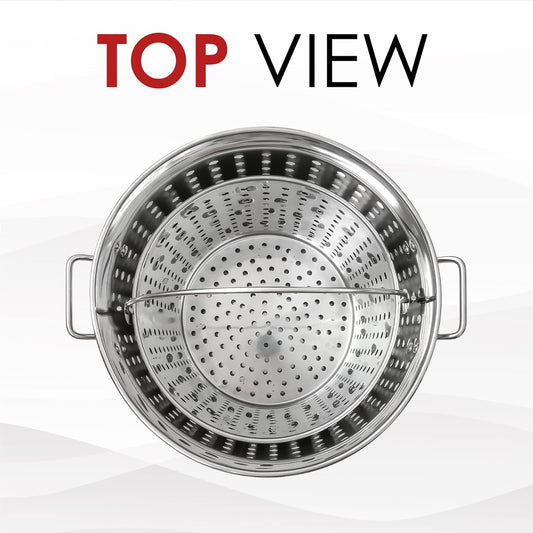 CONCORD Stainless Steel Stock Pot w/Steamer Basket. Cookware great for boiling and steaming (100 Quart)