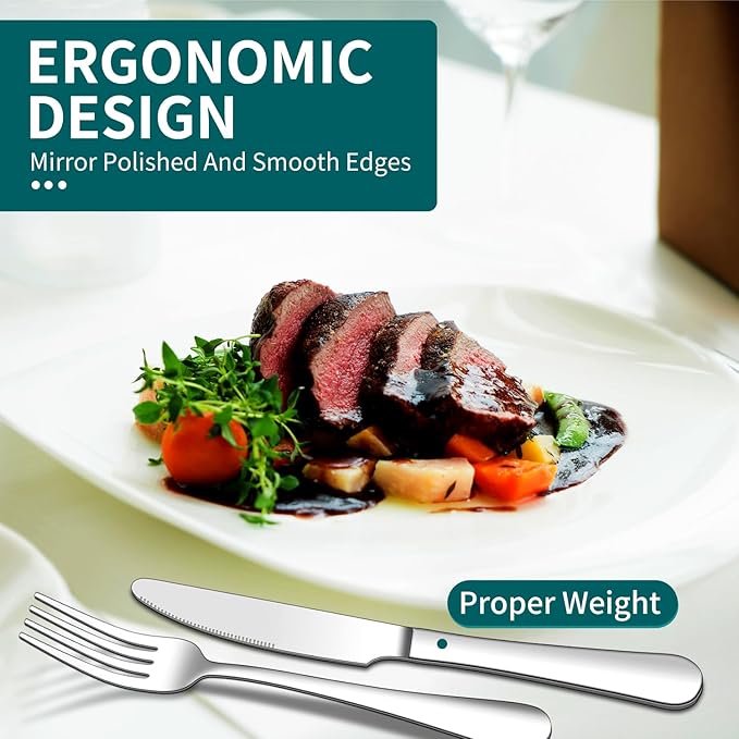 20 Piece Silverware Set, ENLOY Stainless Steel Flatware Cutlery Set, Kitchen Utensil Set Service for 4, Include Knife Fork Spoon, Mirror Polished, Dishwasher Safe