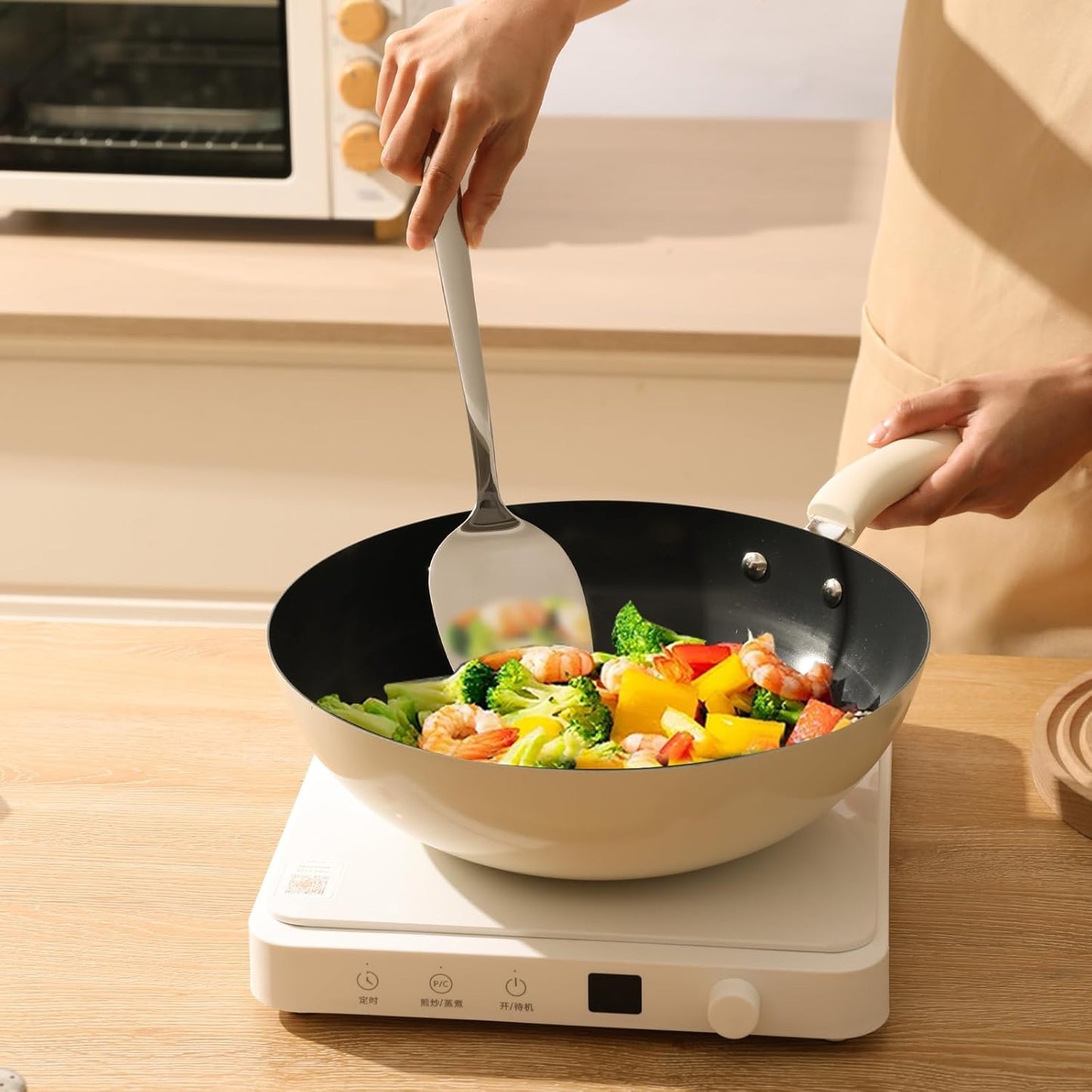 Professional Stainless Steel Cooking Utensils Set, 2 Pcs Metal Spatula Wok Turner, Wok Spatula Kitchen Cooking Tools for Sauteing, Flipping, Grilling (Dishwasher Safe)