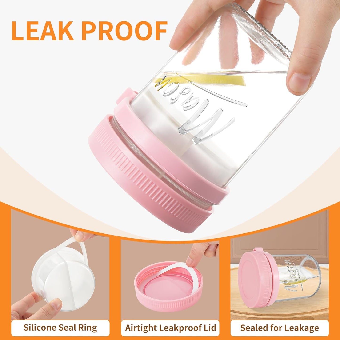 6 Pack Overnight Oats Containers with Lids and Spoons, 16 oz Mason Jars with Removable Separate Compartments, Airtight and Leak-Proof Glass Jars for Chia Pudding, Yogurt, and Oatmeal