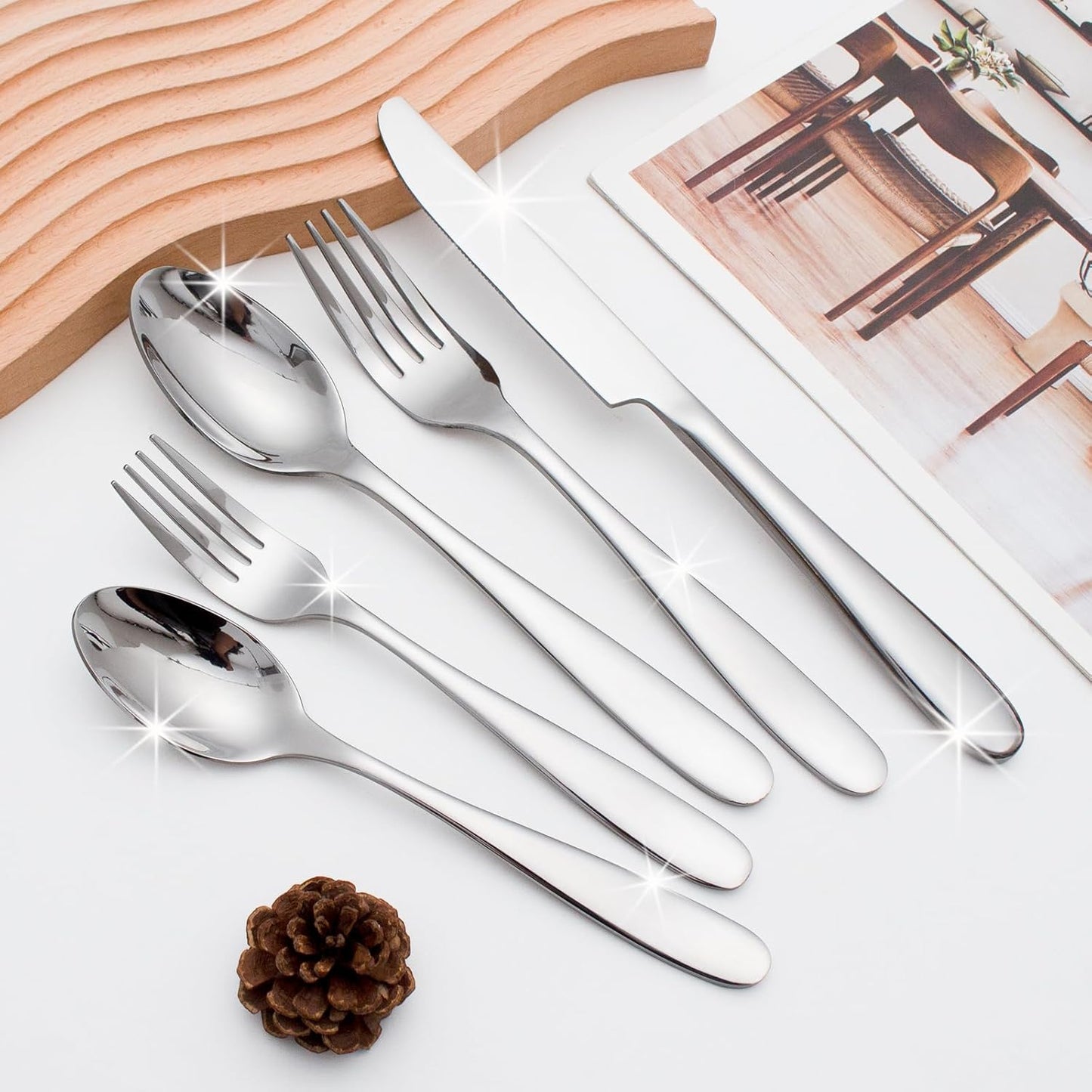 Silverware Set, CITESANA 20-Piece Heavy Duty Mirror Polished Stainless Steel Flatware Set Cutlery Set Flatware Service for 4