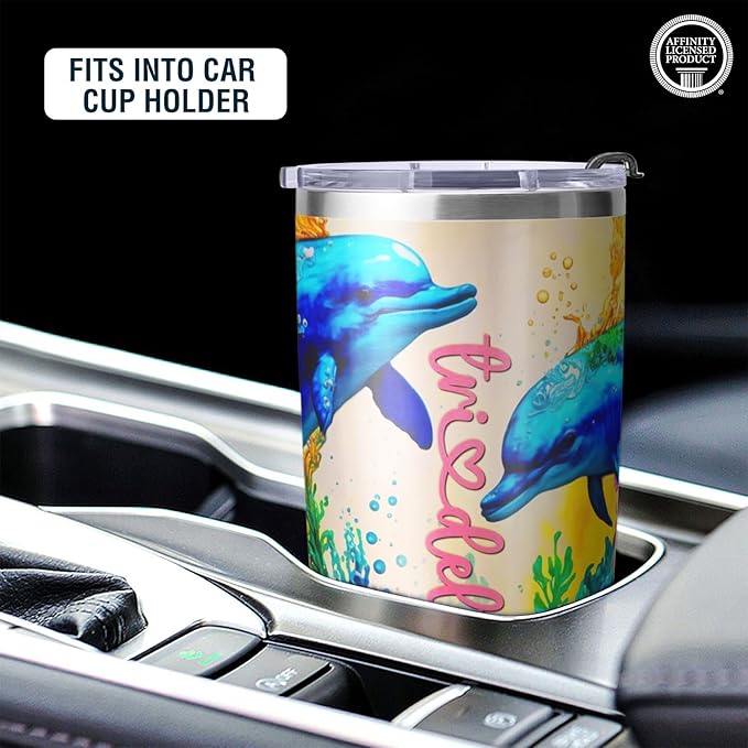 Tri Delta Fraternity Paraphernalia - Official Vendor - 20 oz Stainless Steel Insulated Sublimation Tumblers - Deep Sea Dolphins