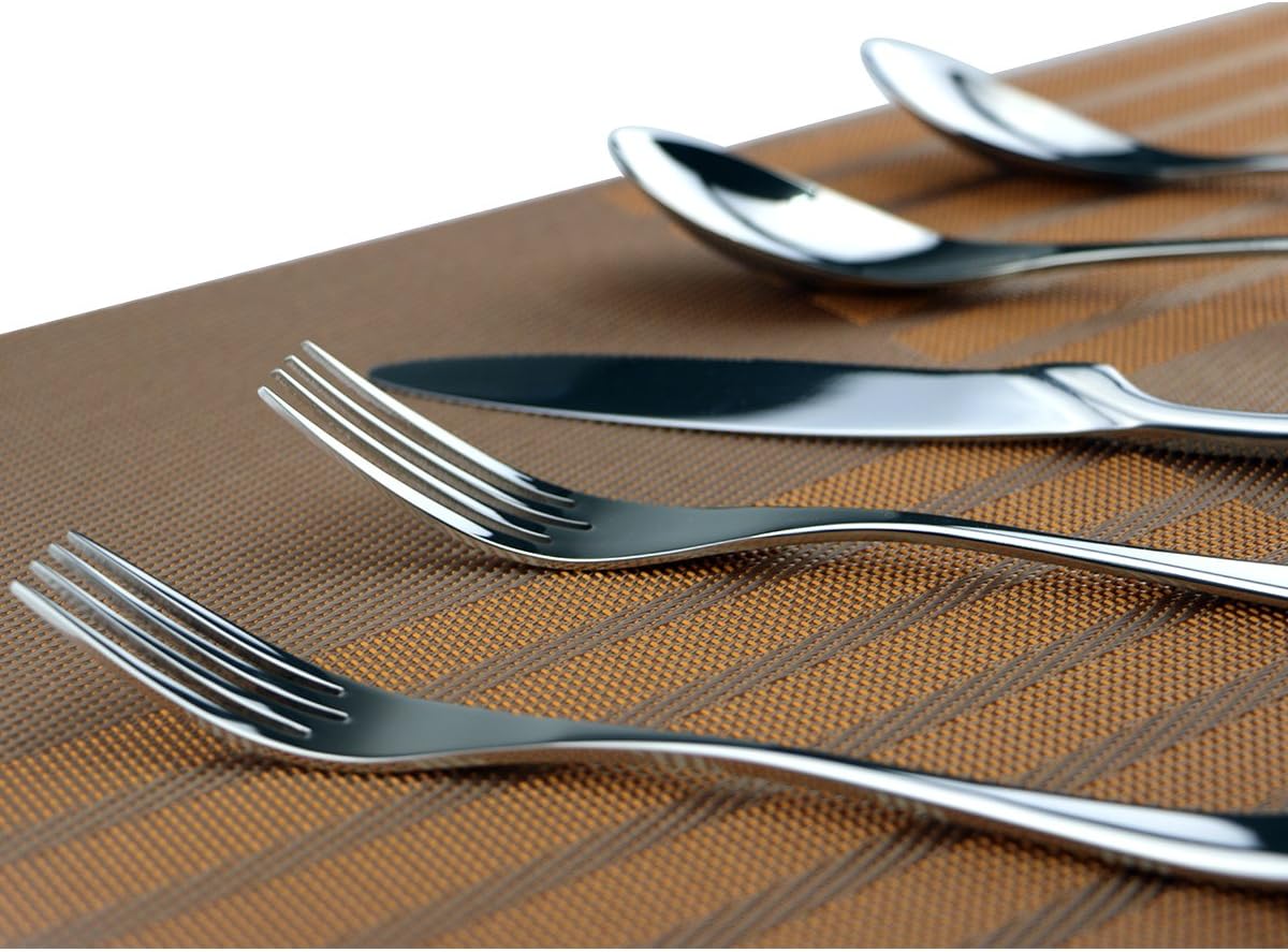 Silverware Set Mirror Polished Utensils – 5-Piece Flatware Set – Service for 1 – Stainless Steel Cutlery Kit of Dinner Forks, Spoons, Knives, Salad Forks & Teaspoons