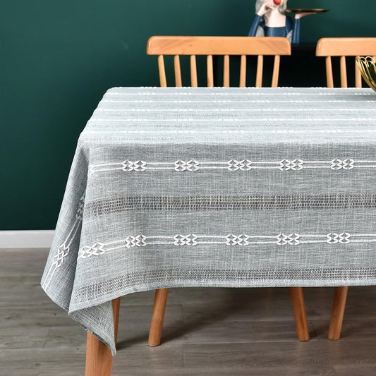 Heavy Duty Cotton Table Cloth for Square Table Gray Farmhouse Vintage Tablecloth Washable Rustic Table Cover (Gray, Rectangle, 52''x52'', 4 Seats)
