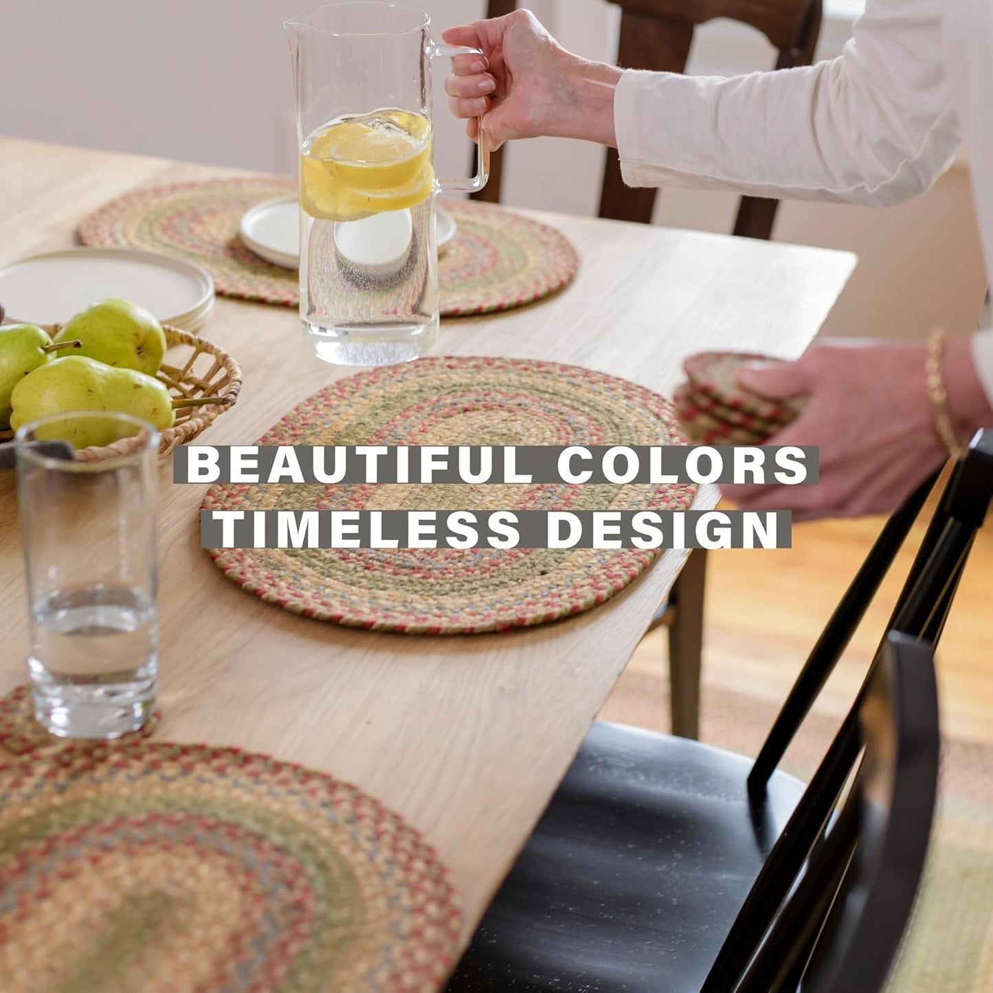 Homespice Azalea Dining Placemats, Warm Country Primitive Decor, Set of 6, Multicolor - 13x19 Rectangle Table Mats - Vibrant Colors, Durable, Easy to Clean and Protects Furniture