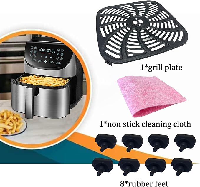 8QT Square Air Fryer Tray for Gourmia GAF856 Air Fryers, Premium Nonstick Air Fryer Grill Pan Rack Grill Crisper Plate Tray Insert Grate Grid Shelf for 8QT Gourmia Air Fryers, Dishwasher Safe