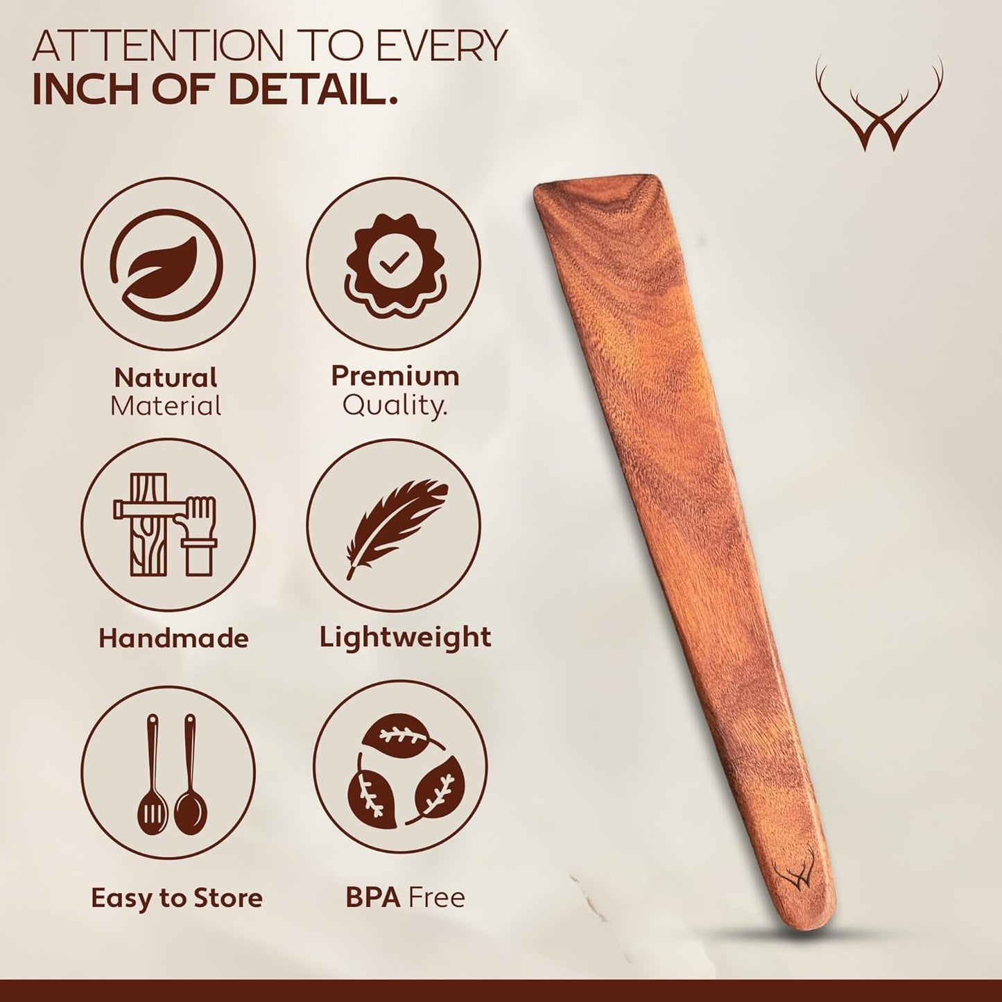 Wooden Spatulas for Cooking - 12 Inch Handmade Set of 2 Spatulas, Wood Turner, Teak Spatula, Turner for Pancake, Flat Egg - Spurtles Kitchen Tools Wooden & Flat wooden spoon (2PC Spatula)