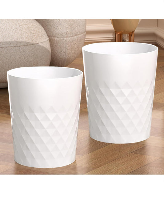 2 Pack Small Trash Can 1.8 Gallon Bathroom Garbage Can Waste Basket Recycling Bin for Dorms Bedrooms Offices Kitchens, White