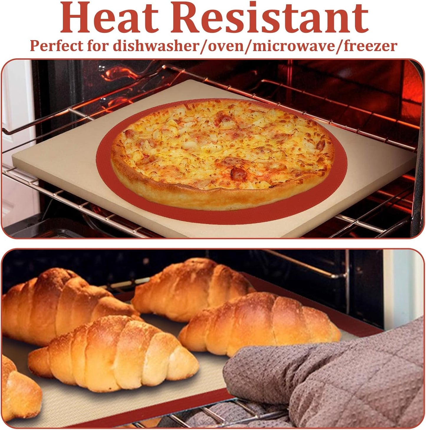 Silicone Baking Mats Cookie Sheet, Set of 8,4 Pcs 11.8" x 8.27" Quarter Sheet & 4 Pcs 8" Round Silicone Mat, Oven Mat for Bottom of Oven, Reusable Perforated Baking Mats for Cookies, Bread, Pastry