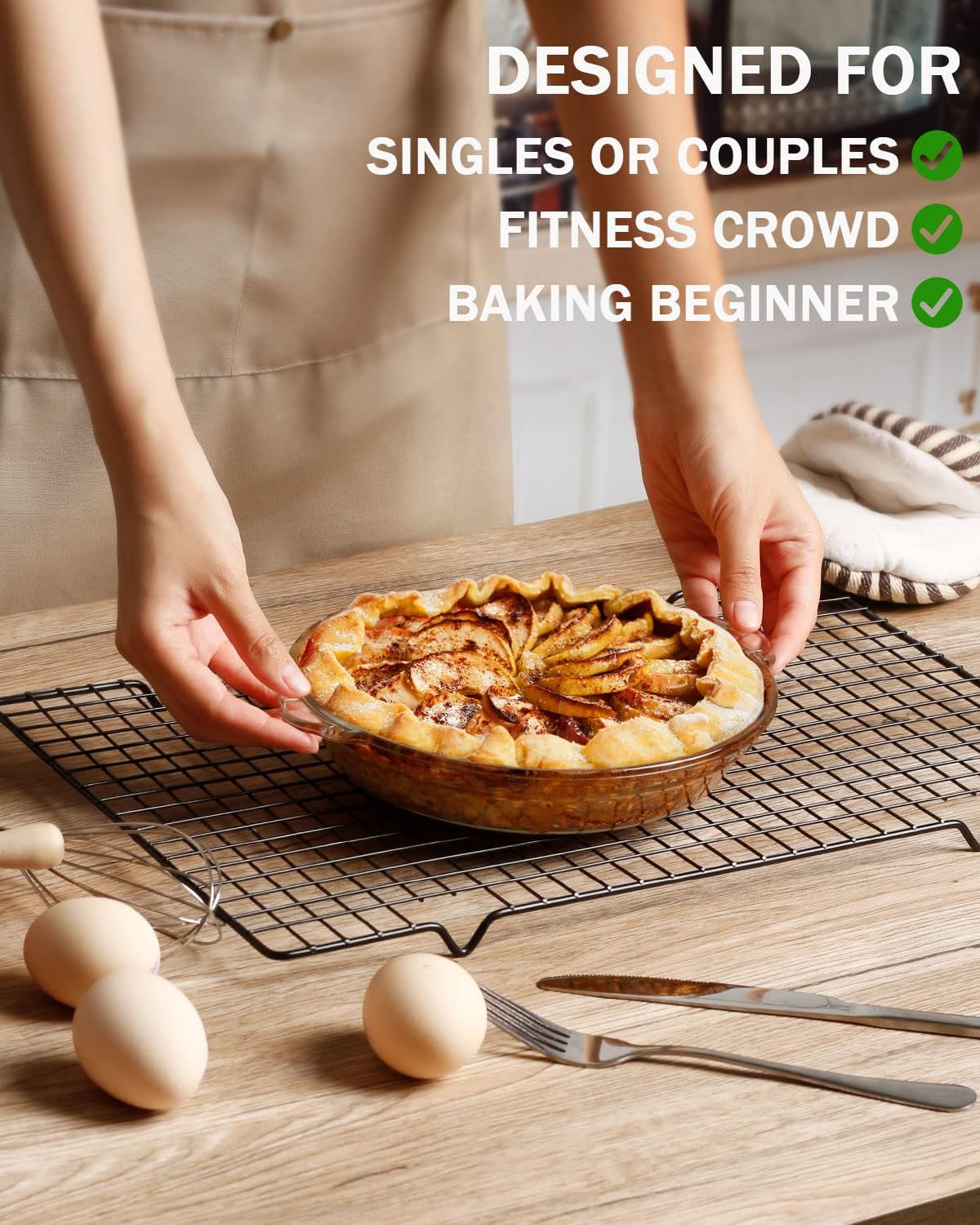 ZYER Small Pie Plate Easy Grab for 1~2, 18.8oz Glass Pie Pan with Handles, Pie Baking Pan, Glass Pie Dish for Baking, 7.5 Inch