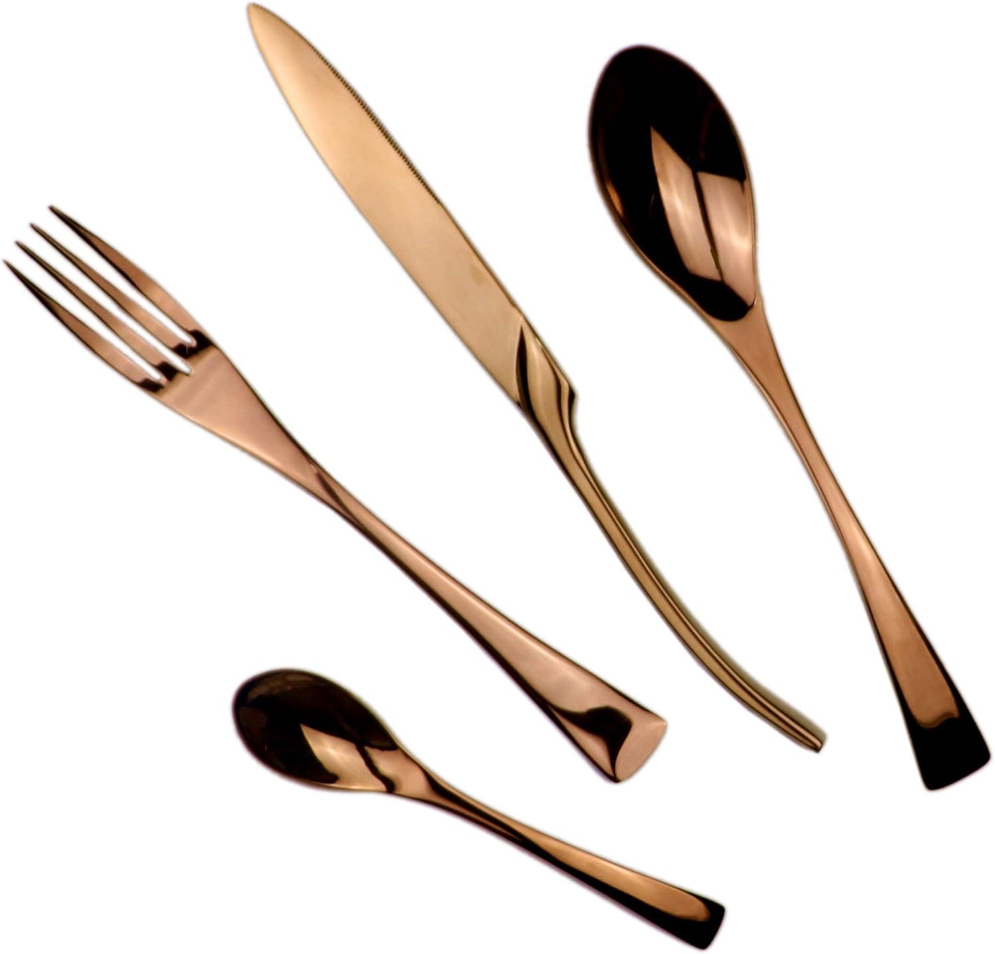 Luxury 4-Piece 18/10 Stainless Steel Flatware Set, Mirror Polishing Rose Gold