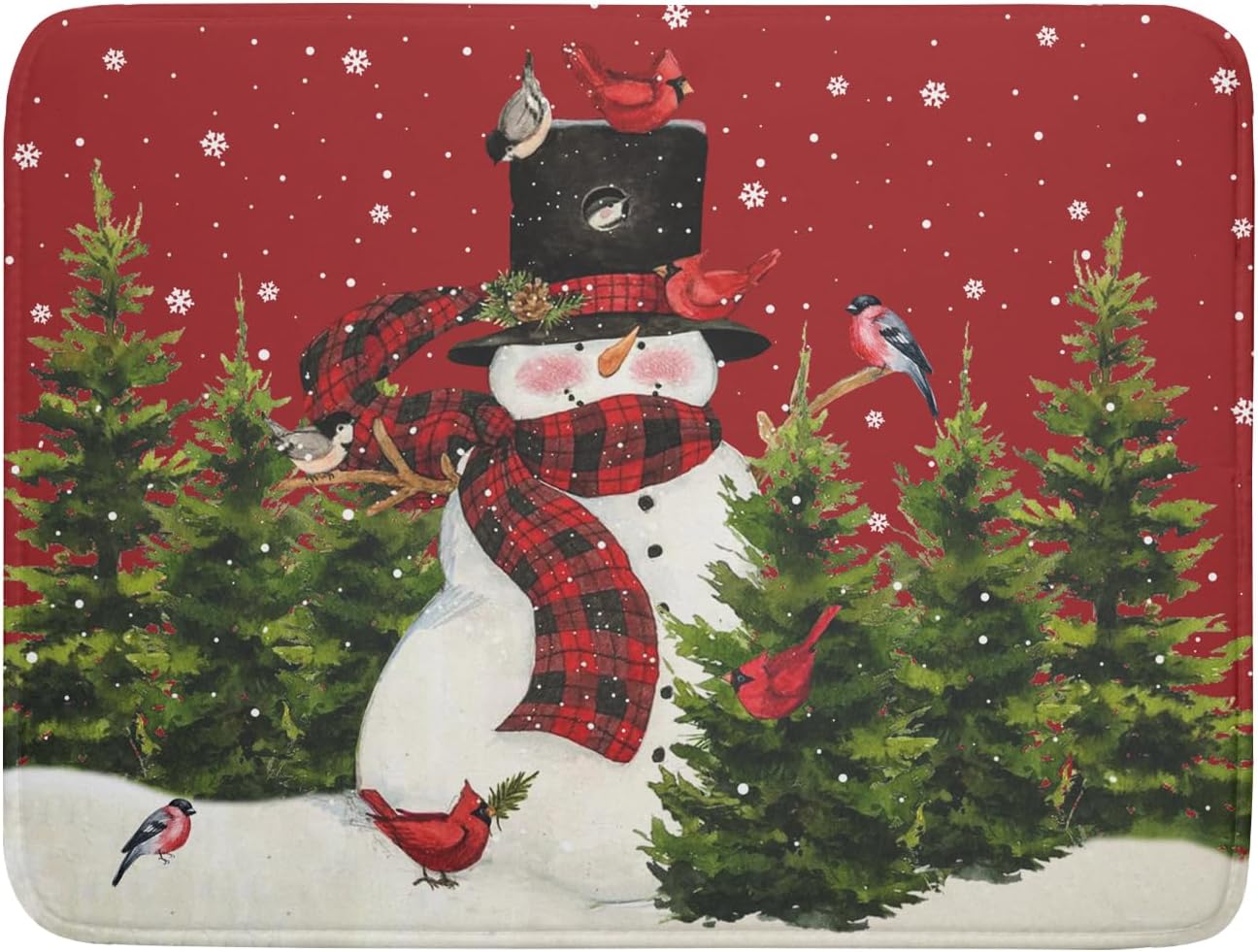 Christmas Tree Snowman Dish Drying Mats for Kitchen Counter 18×24 Inch Bird Snowflake Large Microfiber Drying Mat Kitchen Accessories Dish Rack Mat Drainer Pad Washable Absorbent