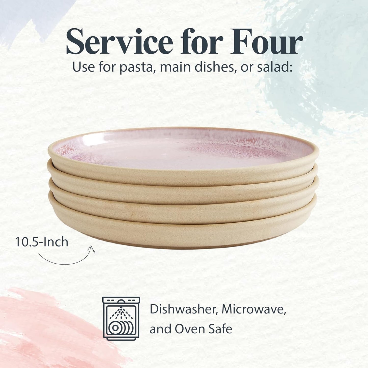 Portmeirion Minerals 10.5" Dinner Plate, Aquamarine (Set of 4) - Modern Stoneware Tableware with Gentle Curves, Durable & Stylish for Dining, Microwave & Dishwasher Safe - Sleek Dinnerware Collection