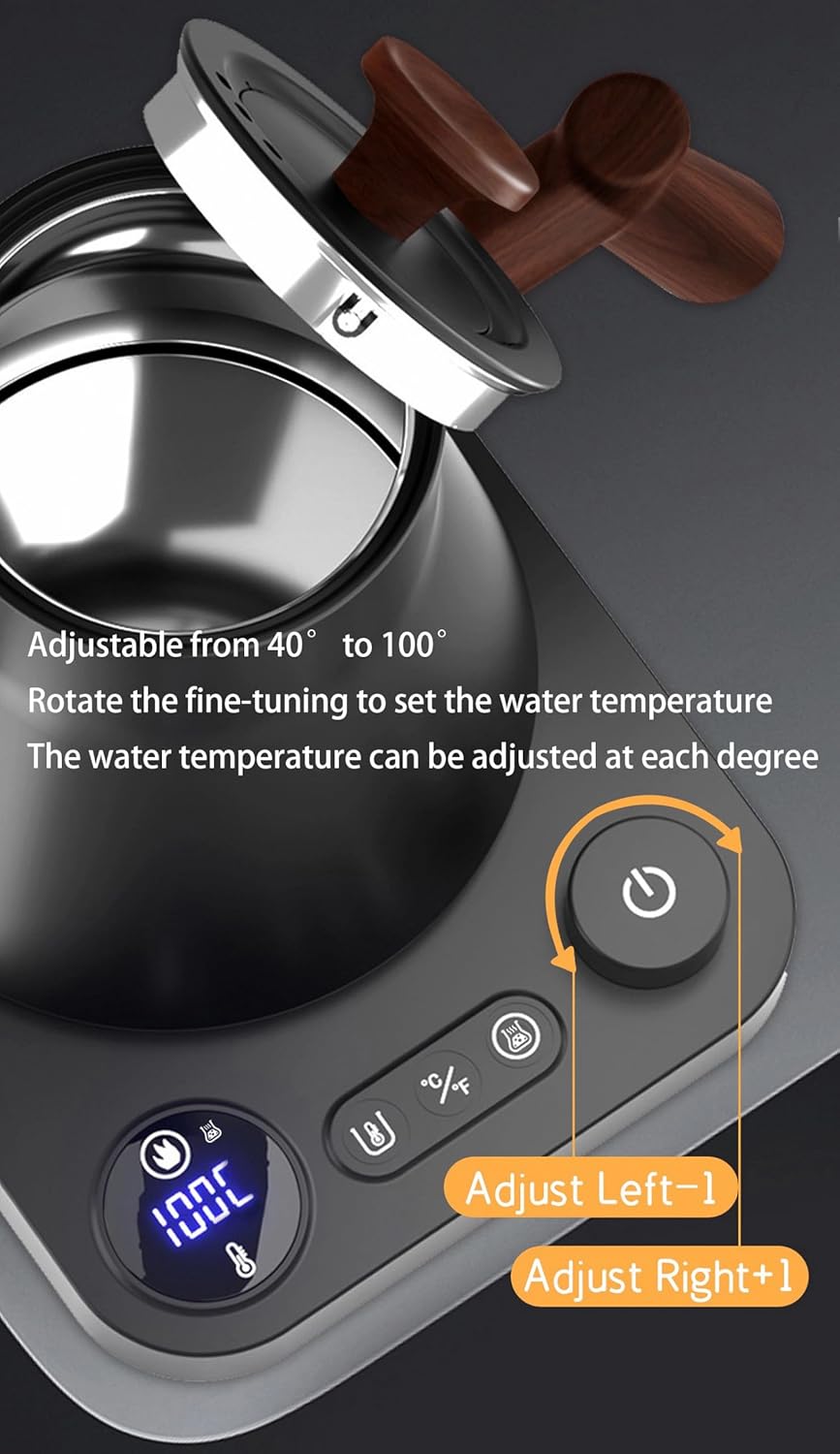 Electric Kettles, Gooseneck Electric Kettle, ±1℉ Temperature Control, Stainless Steel Inner, Quick Heating, for Pour Over Coffee, Brew Tea, Boil Hot Water, 0.9L (Black)
