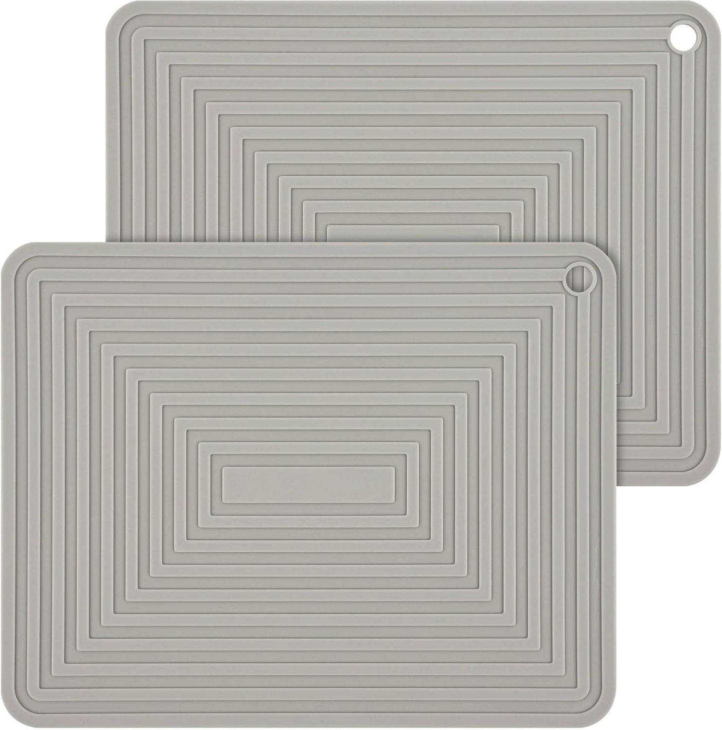 Silicone Trivets for Hot Dishes and Pots, Kitchen Pot Holders, Heat Resistant Mats for Quartz Countertops - Set of 2, Light Gray