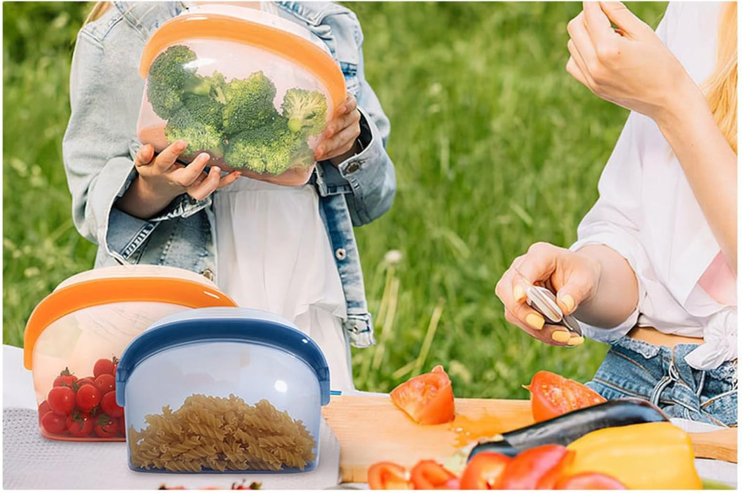 Silicone Storage Bags Reusable Food Storage bag 34oz/17oz 2pcs Dual-Zip Leakproof Seal Wide Stand-Up Base Dual-Texture Dishwasher & Microwave Safe, BPA Free