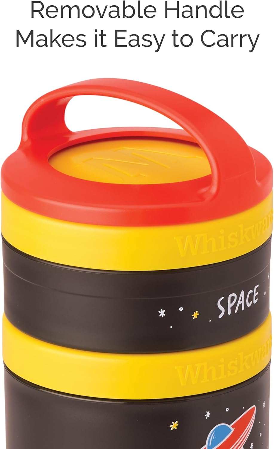 Whiskware Stackable Snack Containers for Kids and Toddlers, 3 Stackable Snack Cups for School and Travel, Space (Pack of 1)