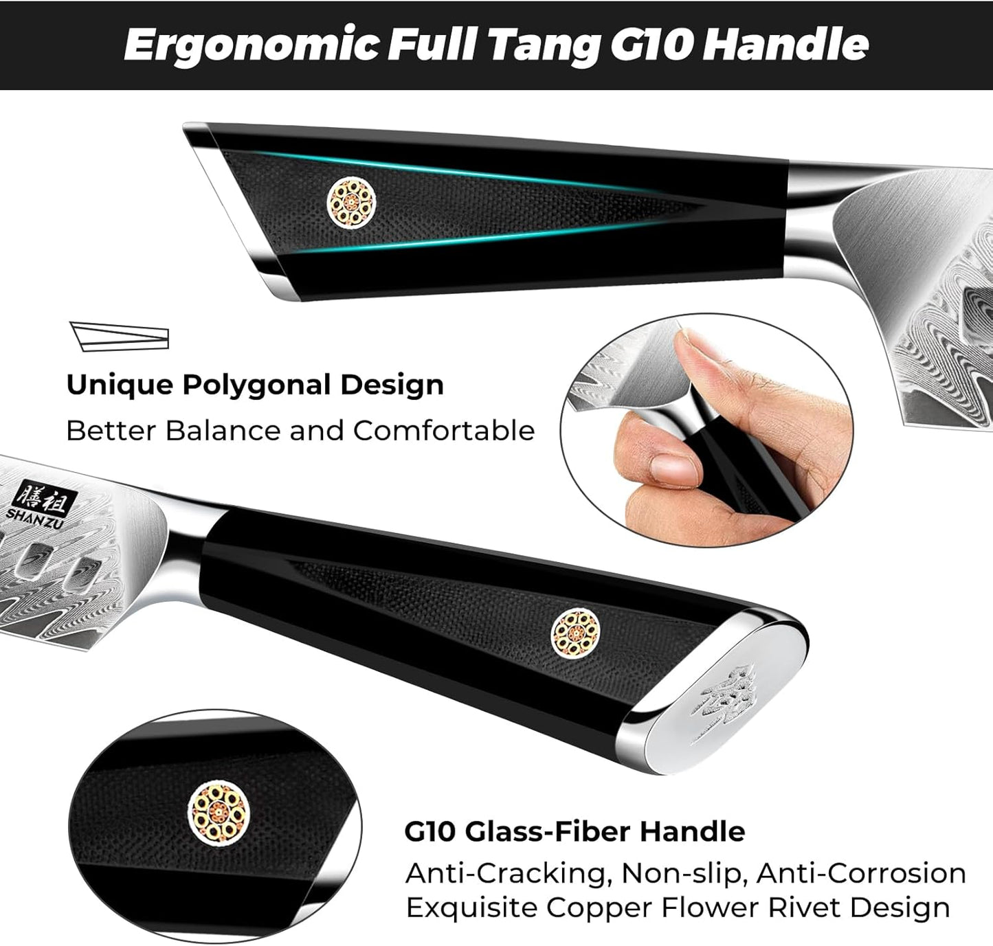 SHAN ZU Personalized Damascus Chef Knife 7 Inch, 67 Layers Damascus Steel 10Cr15CoMoV Sharp Kitchen Knife, Customized Gift for Father's Day, Mother's Day, Halloween, Christmas, Birthday, Wedding