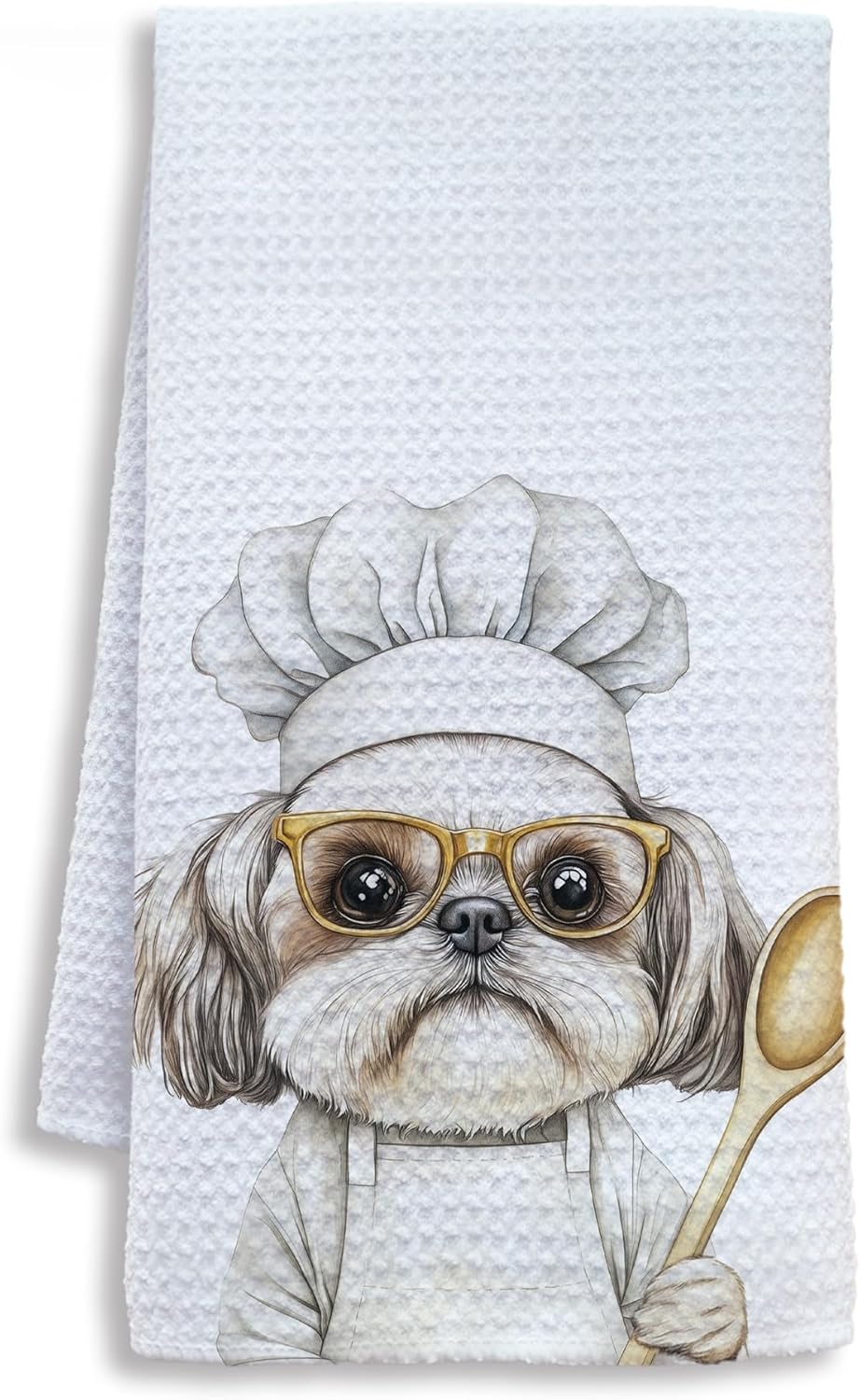 Funny Shih Tzu Chef Kitchen Towels, Gifts for Chefs Dish Tea Towels for Kitchen, Shih Tzu Gifts for Women Men Decorative Hand Towel, Dog Mom Dad Gifts, 16x24 Inch