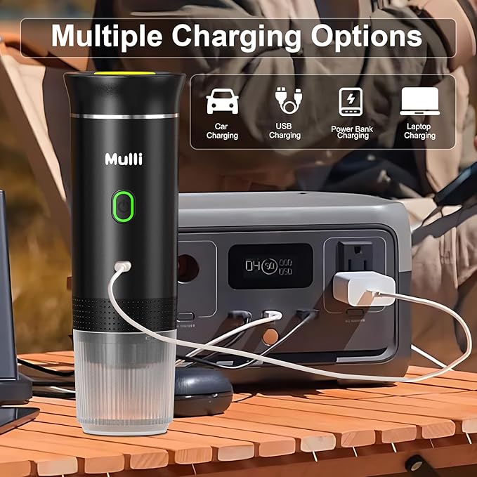 Mulli Cordless Electric Espresso Machine‌‌-Portable Coffee Maker for Ground Coffee & NS Capsule with Self-Heating Technology‌-Perfect for RV, Hiking, Camping, Office & On-the-Go Lifestyles