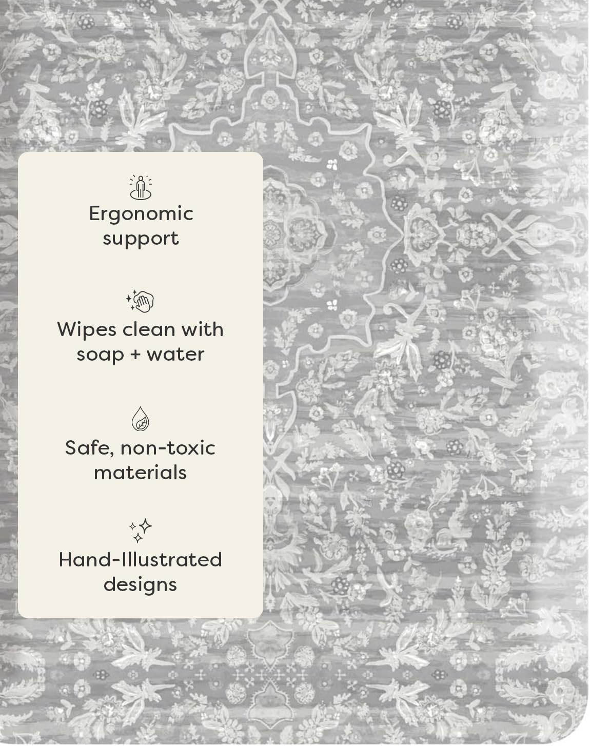 House of Noa Nama Standing Mat – Anti-Fatigue Cushioned Kitchen Mats for Floor | Ergonomic Bounce-Back Foam Kitchen Mats | Anti-Fatigue Mats for Kitchen & Standing | Emile Earl Grey | 22" x 36"
