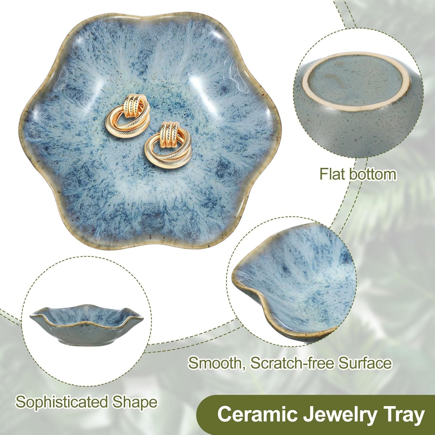 uxcell 2Pcs Ceramics Jewelry Plate, Lotus Leaf Shape Key Holder Bowl for Entryway Table Decor Small Ring Tray Dish Gift for Women Girlfriend, Cold Ash