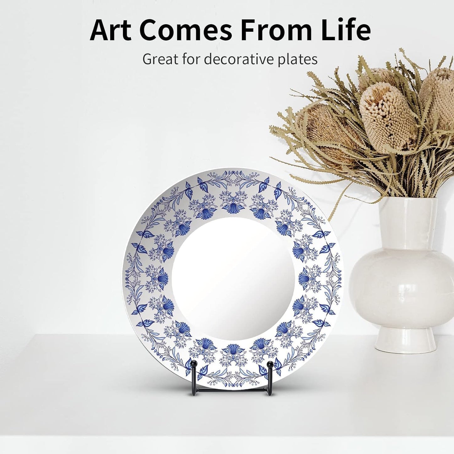 Kruodop 3 Pack 8 Inch Plate Stands for Display, Plate Holder Display Stand, Picture Frame Stand Black Metal Frame Holder Stands for Book,Small Easel,Decorative Plate,Photo and Platter,Tabletop Art