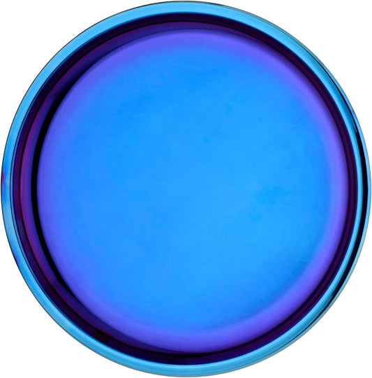 Ahimsa Stainless Steel Kids Plates - 9" Round Blue Toddler Plates, Non Toxic Plate, BPA Free & Dishwasher Safe (Single)