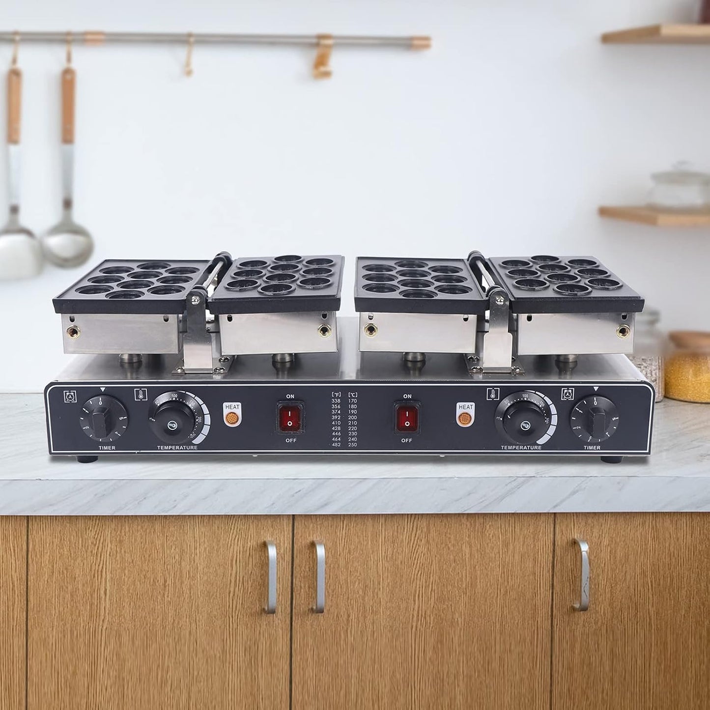 Electric Walnut Cake Maker - 1500W Toaster Baking Breakfast Pan Oven - 20pcs Electric Mini Nut Waffle Bread Baking Machine - Dual-plate design, Non-stick Coating - for Cooking Breakfast Parties