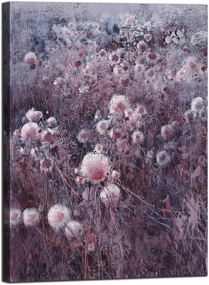 Sense&Sensitivity Arts - Abstract Purple & White Dandelion Field Canvas Wall Art 32" x 24" Modern Floral Landscape Prints Wall Decor for Bathroom, Bedroom, Living Room, Kitchen & Office