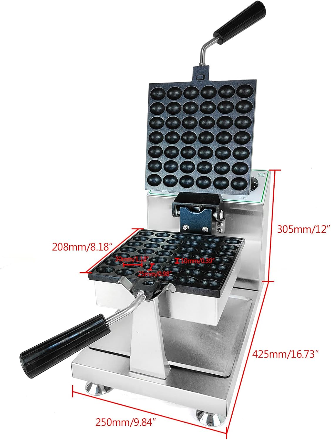 42 PCS Egg Waffle Maker,Non-Stick Bubble Waffle Maker,Commercial Mini Waffle Machine,Adjustable Temp & Time Mini Cake Maker,for Kids and Families (42 PCS)