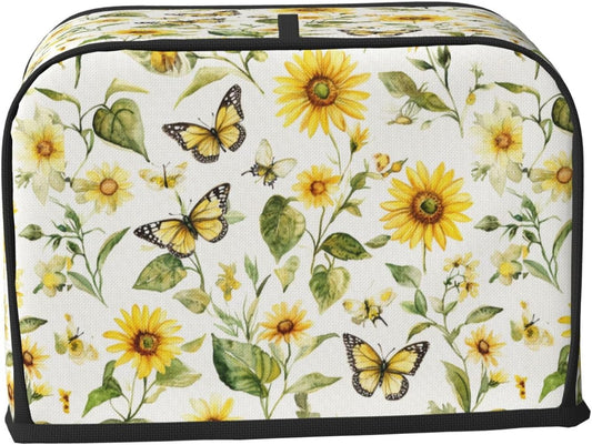 Toaster Cover 2 Slice Watercolor Sunflower Butterfly Kitchen Small Appliance Covers with Pockets Dust and Fingerprint Protection