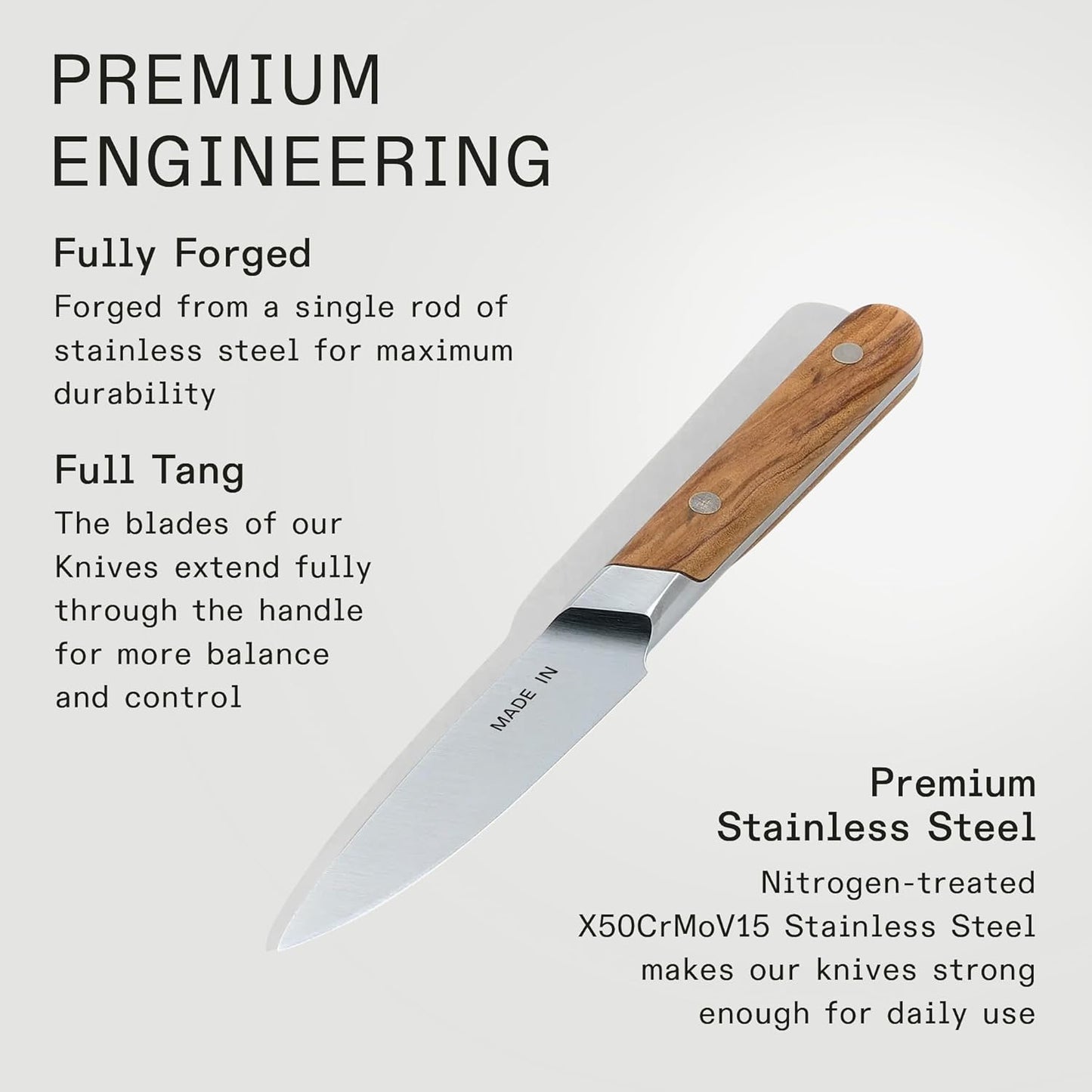 Made In Cookware - 4" Paring Knife France - Full Tang With Olive Wood Handle