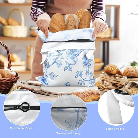 4 Pcs Bread Bags for Homemade Bread 17" x12" Reusable Sourdough Storage Bags with Foodgrade TPU Lining Food Wraps to Keeping Fresh Loaf Fresh Freezer Baker Baking Supplies (Blue)