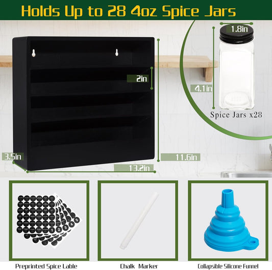 Bamboo Tiered Spice Rack Organizer for Cabinet,Wooden Seasoning Rack for Countertop, Cupboard, Pantry, Kitchen (Spice Jars Included)