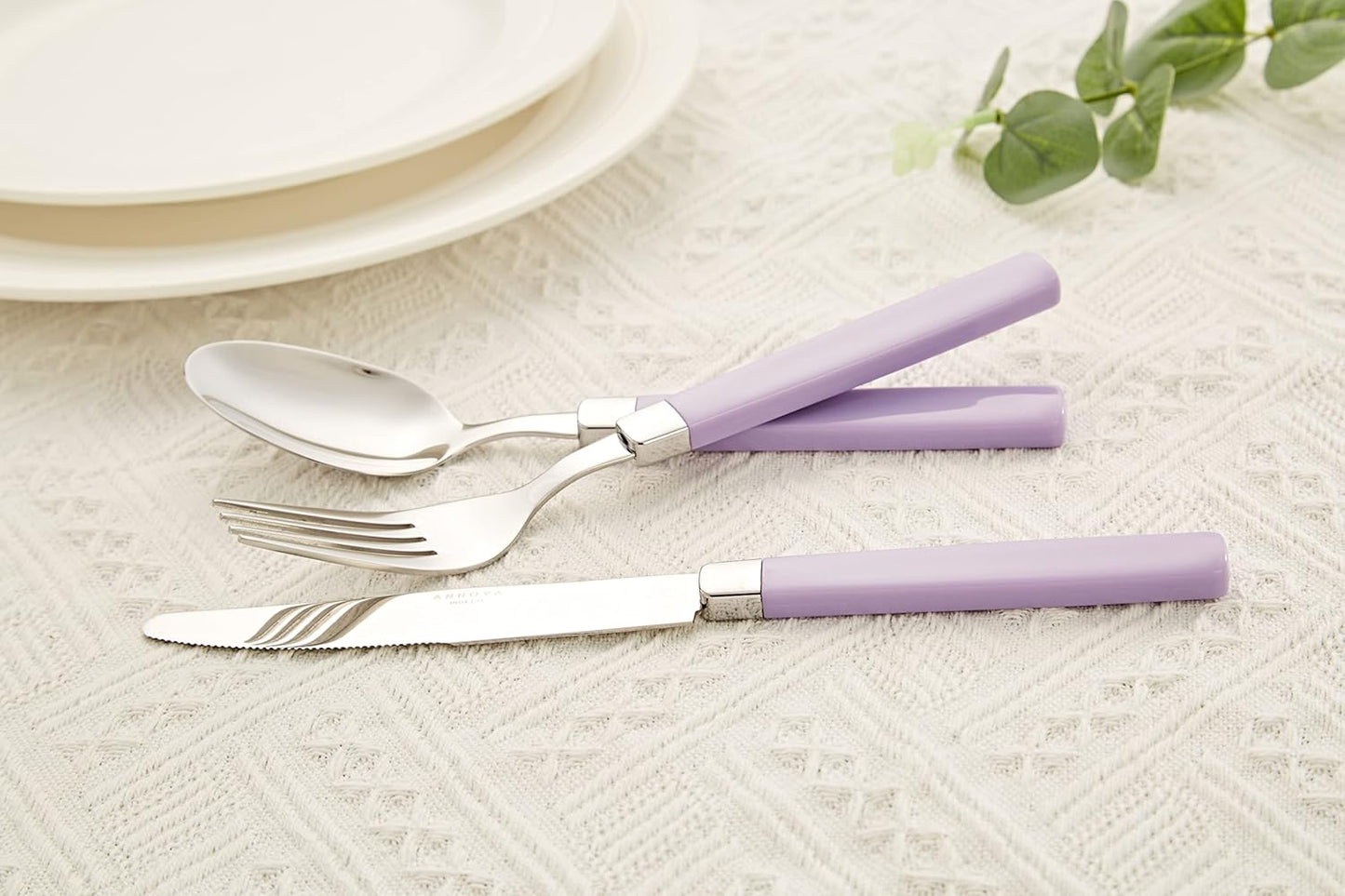 ANNOVA Silverware Set Stainless Steel Colorful Tableware Kitchen Flatware Set Utensils, Includes Dinner Knives, Forks, Spoons, Salad Forks & Dessert Spoons (Lilac, 20 Pieces)