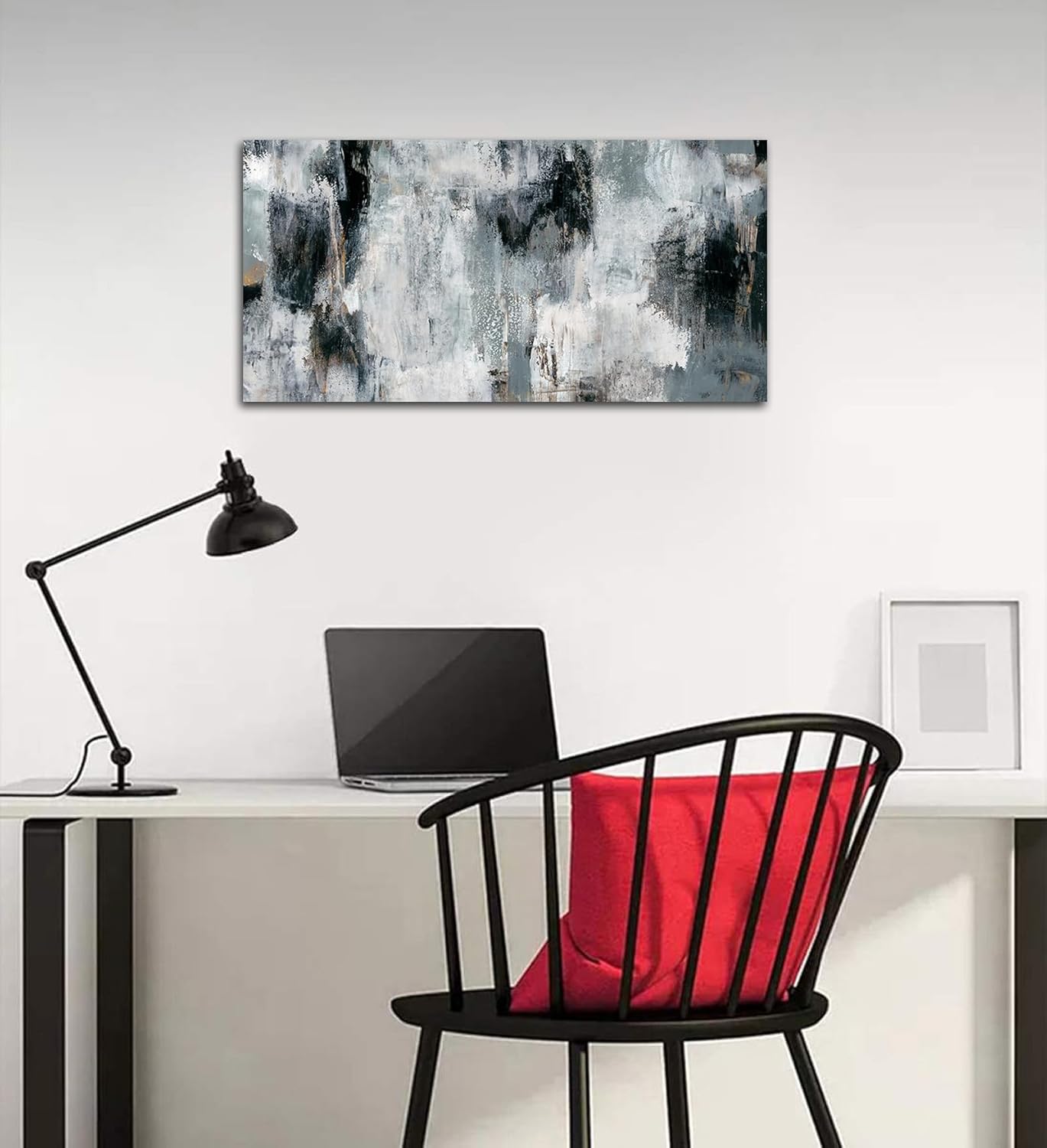 NINEASO Black Gray Abstract Wall Art - Abstract Canvas Pictures for Wall Decor Modern Abstract Canvas Painting Artwork for Living Room Bedroom Home Office Wall Decorations 20" x 40"