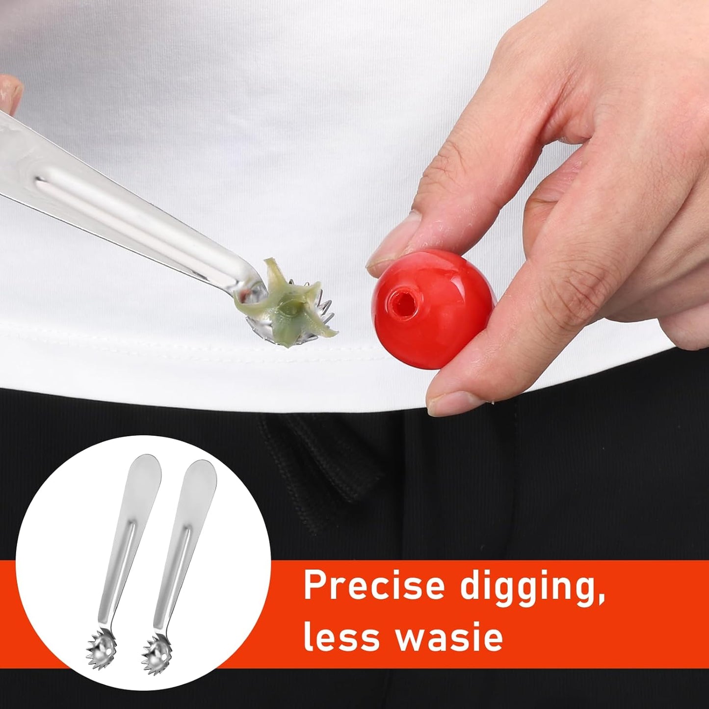 6 Pcs Tomato Stem Corer Strawberry Pitter Baller Practical Stainless Steel Huller Kitchen Tool Fruit Vegetable Stem Remover