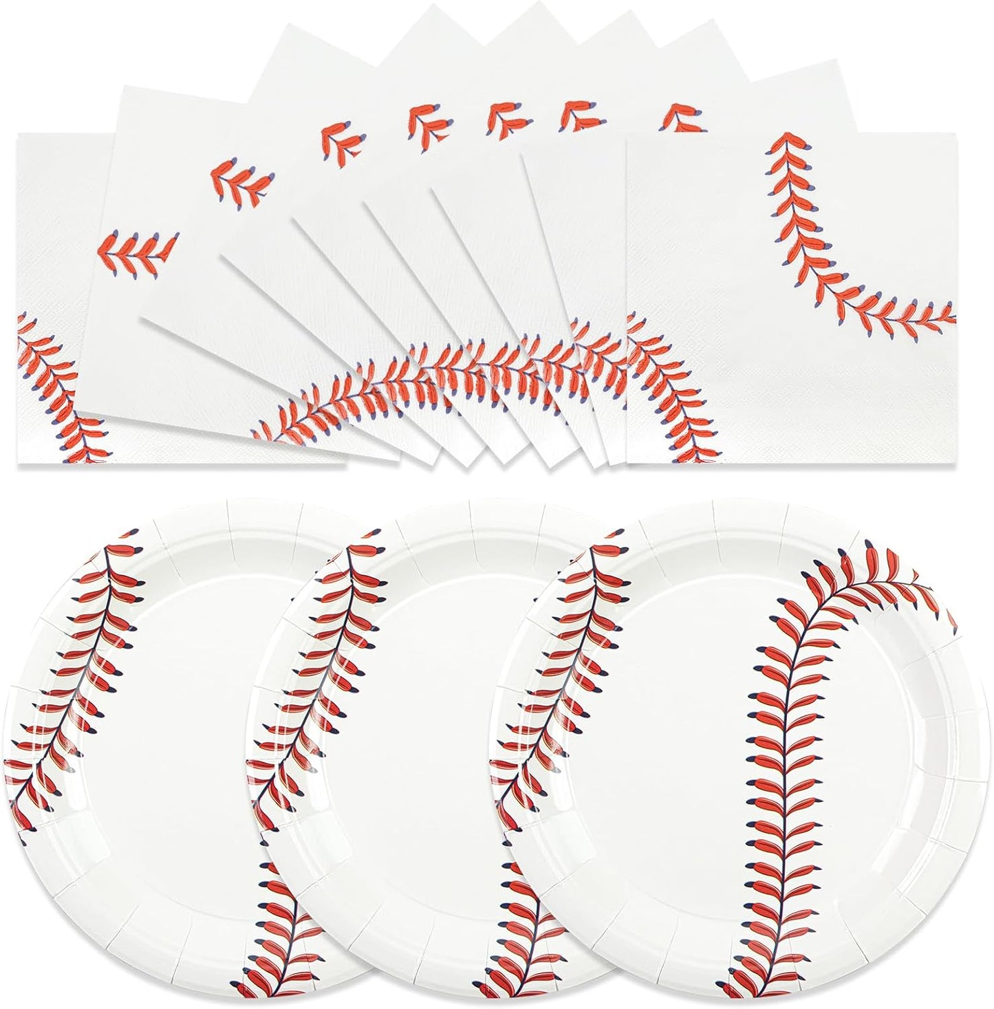 50 Pcs Baseball Plates and Napkins Party Supplies, Baseball Themed Birthday Party Decorations 7Inch Dessert Plates Disposable Paper Dinnerware Tableware Set Party's Favors