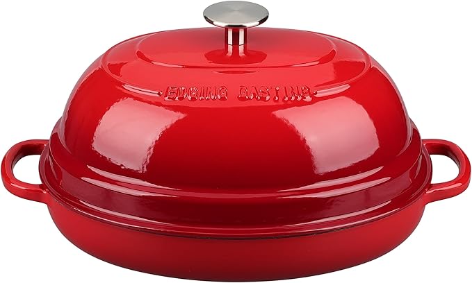 Enameled Oval Cast Iron Dutch Oven Pot with Lid, Bread Dutch Oven for Sourdough Bread Baking, 6QT, Red
