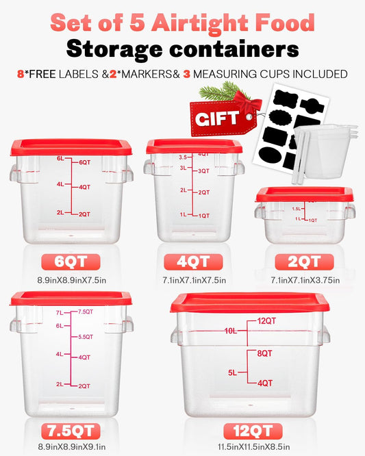 2QT&4QTNSF Food Storage Containers FU-1 (Red, 2.2QT-4.2QT-4PCS)