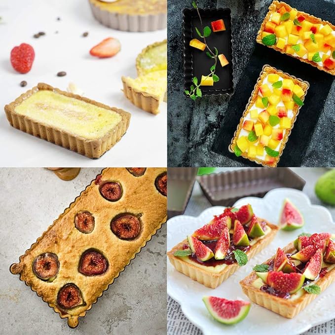 Gutsdoor Mini Tart Pan Square 4 Inch with Removable Bottom Quiche Pan Nonstick Round Quiche Pie Pan Set of 6