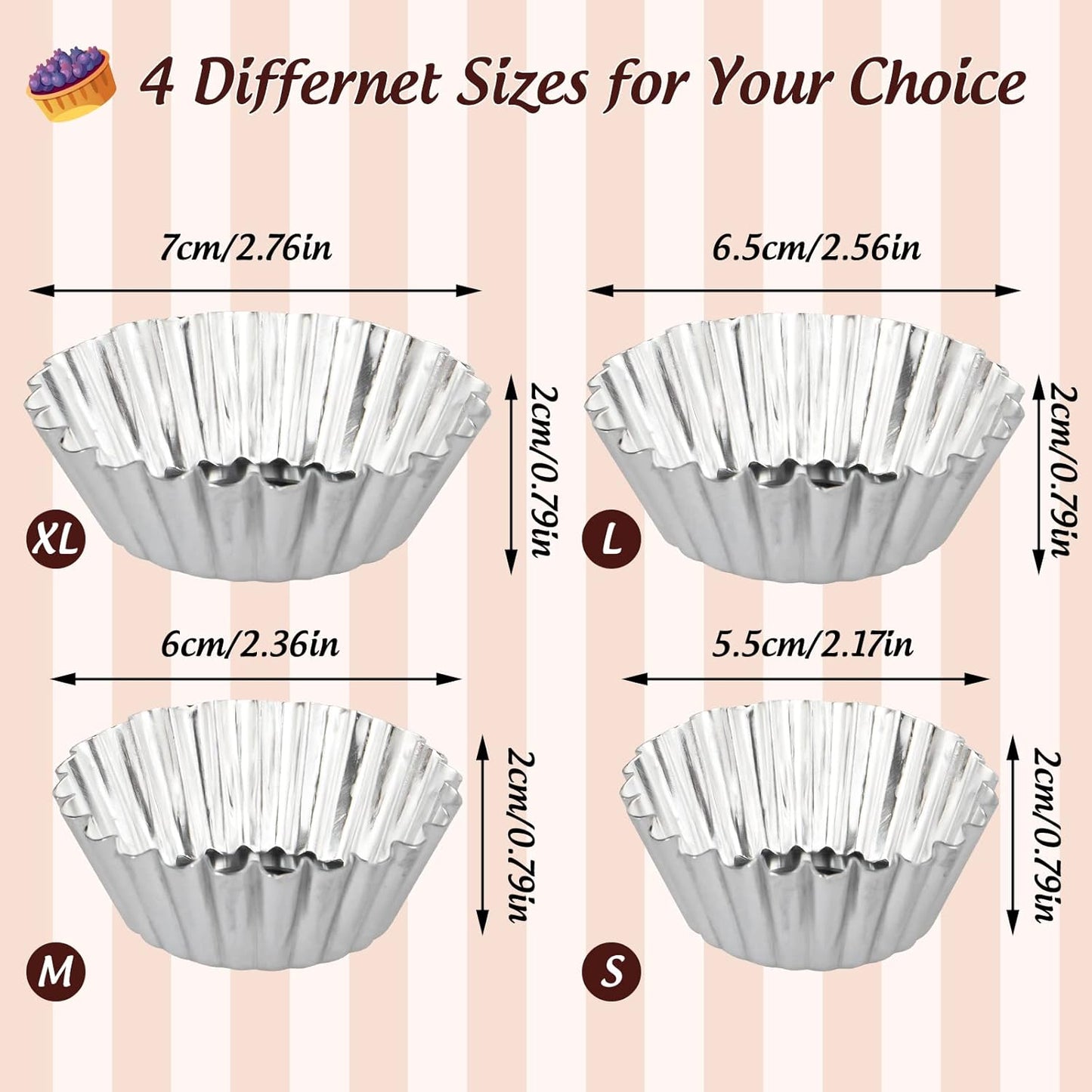 ISKYBOB 20 Pack Egg Tart Pans, 2.4 x 0.8in Mini Metal Cupcake Pans Pie Cookie Muffin Tins Reusable Baking Mold Cups