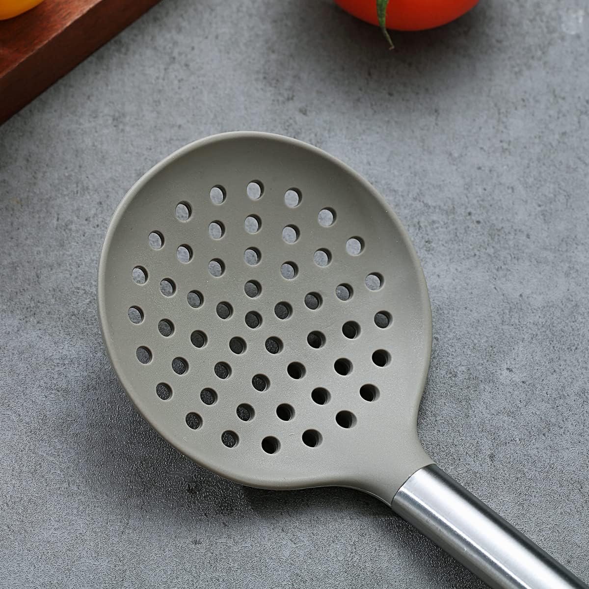 Berglander Skimmer, Non-stick Silicone Strainer, Kitchen Cooking Skimmers For Non-Stick Cookware, Dishwasher Safe, Easy to Clean