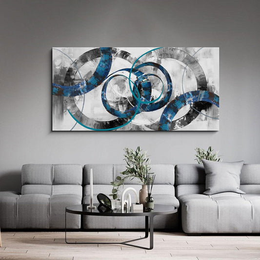 XLSJERST Blue Abstract Canvas Wall Art - Modern Art Wall Decor Wall Pictures for Living Room Bedroom Office Gray and White Paintings Artwork for Wall Size 29x58 Inches