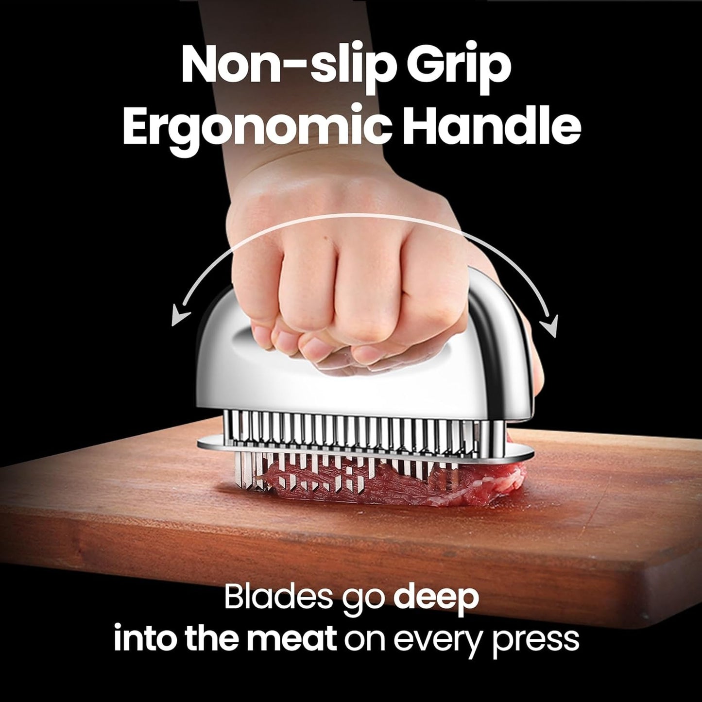 Meat Tenderizer Tool, Easy to Clean, One Piece Design - No Disassembly Needed, Ultra Sharp Needle Blades 100% Stainless Steel, Heavy-Duty Kitchen Gadgets, Meat Needle, Cooking Gadget for Tenderizing