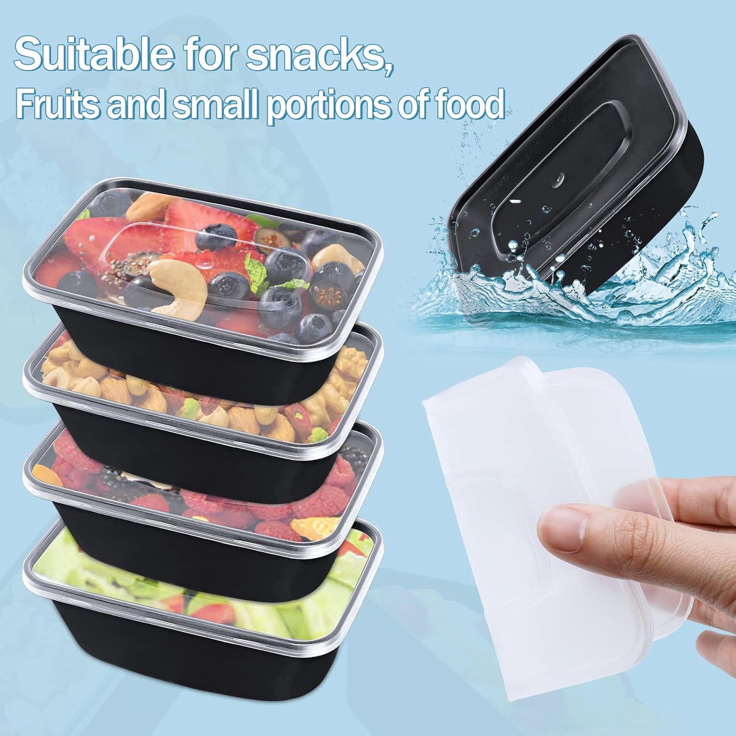 Tiny Meal Prep Containers, 12 oz [50 Pack] - mini Single 1 Compartment Food Meal Prep Containers Reusable, BPA Free Small disposable Food Storage Containers with Lids Microwave Dishwasher Freezer Safe